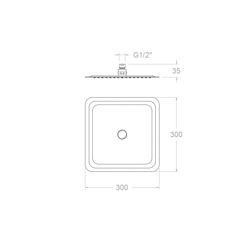 Douche de tête ULTRASLIM en inox carrée 30 cm RK300N_Schéma Douche de tête ULTRASLIM en inox carrée 30 cm RK300N_Schéma
