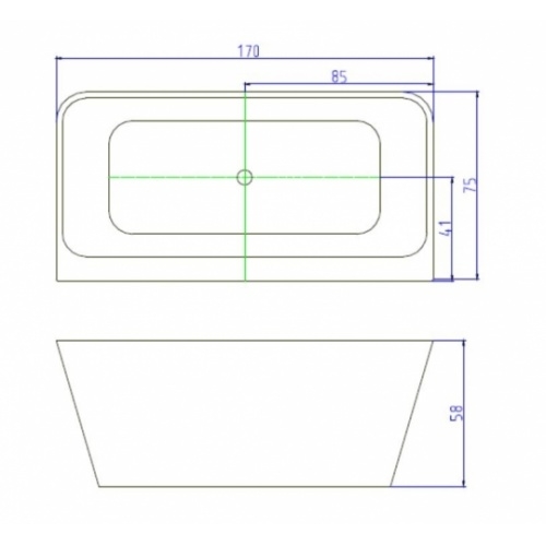 Baignoire murale semi ilot 170x75, MISTRAL 2 Mitral 2 170- Schéma Baignoire murale semi ilot 170x75, MISTRAL 2 Mitral 2 170- Schéma