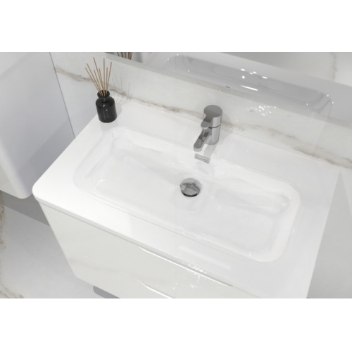 Meuble vasque LUNA Blanc brillant 80cm avec miroir Lite LUNA-80-blanc-vasque Meuble vasque LUNA Blanc brillant 80cm avec miroir Lite LUNA-80-blanc-vasque