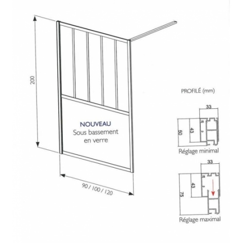 Paroi de douche URBAN Steel 90 cm URBS90SCTLN