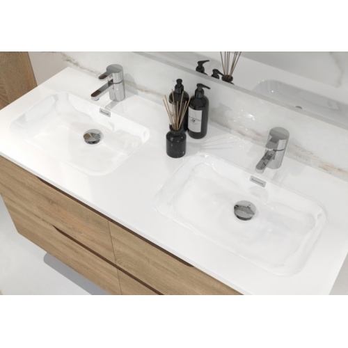 Meuble double vasque LUNA Bois Clair 120cm - Sans miroir LUNA-120-bois clair-vasques Meuble double vasque LUNA Bois Clair 120cm - Sans miroir LUNA-120-bois clair-vasques