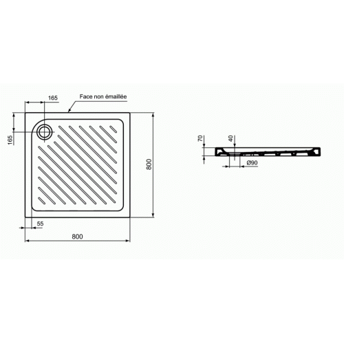 Receveur de douche ULYSSE+ en céramique - 80x80cm P3294