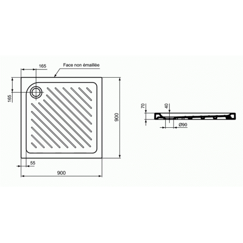 Receveur de douche ULYSSE+ en céramique - 90x90cm P3293 Receveur de douche ULYSSE+ en céramique - 90x90cm P3293