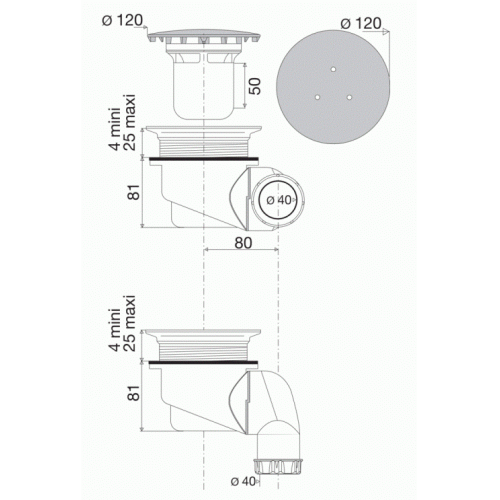 Bonde Ø 90 mm avec enjoliveur en ABS R6102 Bonde Ø 90 mm avec enjoliveur en ABS R6102