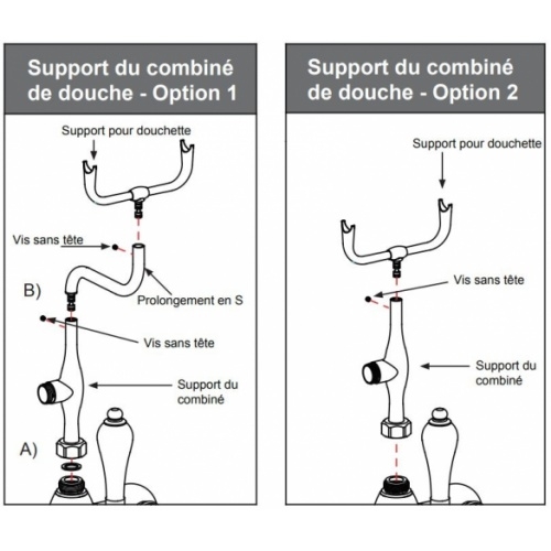 Mélangeur bain-douche mural coudé Claremont - Quart de tour - Chromé/Blanc Option bras douchette Mélangeur bain-douche mural coudé Claremont - Quart de tour - Chromé/Blanc Option bras douchette