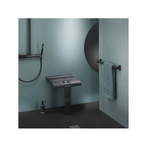 Siège de douche escamotable ARSIS Full Black - Noir Mat*, adaptée PMR et Séniors 047750-1 Siège de douche escamotable ARSIS Full Black - Noir Mat*, adaptée PMR et Séniors 047750-1