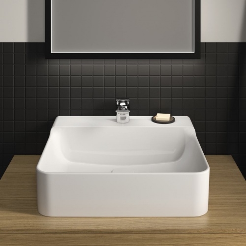 Lavabo en grès fin CONCA rectifié 50x45cm Blanc brillant - Sans trop plein Conca_T381501 (1) Lavabo en grès fin CONCA rectifié 50x45cm Blanc brillant - Sans trop plein Conca_T381501 (1)
