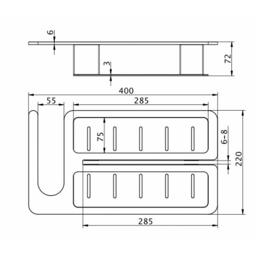 Tablette amovible avec tablette et porte serviette - Noir Mat Tablette Schéma Tablette amovible avec tablette et porte serviette - Noir Mat Tablette Schéma