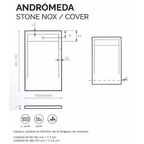Receveur de douche écoulement linéaire Andromède Graphite 70x130 Andromede
