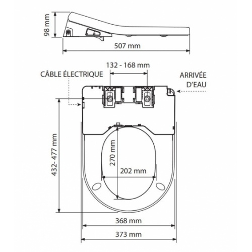 Abattant de WC lavant ASEO DELTA ASEO Delta_Schéma Abattant de WC lavant ASEO DELTA ASEO Delta_Schéma