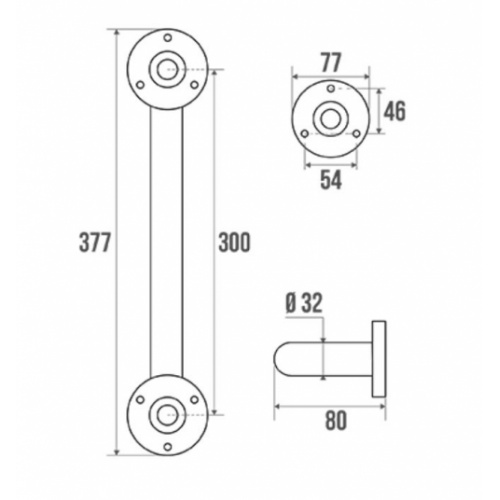 Barre d'appui droite Inox poli brillant 30cm adaptée PMR et Séniors* 000103 Schéma