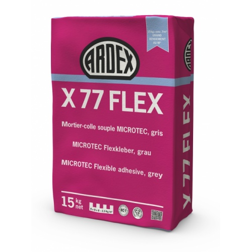 Mortier-colle flexible fibré ARDEX X77 - Gris