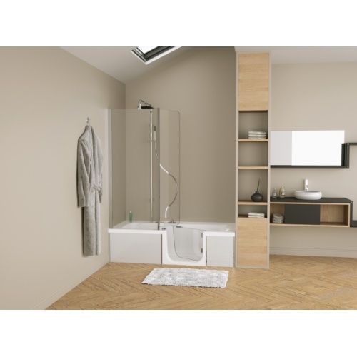 Combiné douche/bain DUO - Pack Design 3 en niche - 180x80cm - Tête à Droite