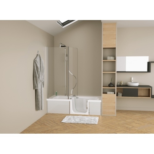 Combiné douche/bain DUO - Pack Design 3 en niche - 160x75cm - Tête à Droite Combiné douche/bain DUO - Pack Design 3 en niche - 160x75cm - Tête à Droite