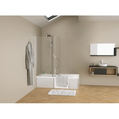 Combiné douche/bain DUO - Pack Design 3 en angle - 170x75cm - Tête à droite