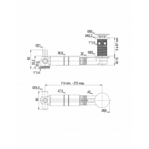 Bonde recoupable + tubulure de lavabo TBXP - Noir 00 609300 047 Schéma Bonde recoupable + tubulure de lavabo TBXP - Noir 00 609300 047 Schéma