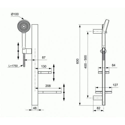 Ensemble de douche Idealrain ALU+ Rose brossé IdealStandard_BD586 Ensemble de douche Idealrain ALU+ Rose brossé IdealStandard_BD586
