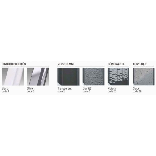 Paroi RIVIERA 3P avec 2 portes coulissantes + 1 fixe en alignement - Silver - Riviera - 90 cm RIVIERA Finition Paroi RIVIERA 3P avec 2 portes coulissantes + 1 fixe en alignement - Silver - Riviera - 90 cm RIVIERA Finition