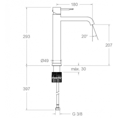 Mitigeur de lavabo XL ODISEA Or brossé J07243 Mitigeur de lavabo XL ODISEA Or brossé J07243
