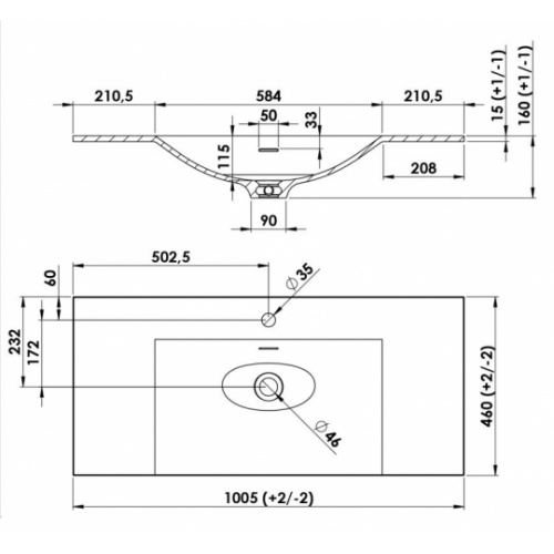 Meuble TEN 3 tiroirs 100cm Blanc mat avec plan marbre TEPLAN100 Meuble TEN 3 tiroirs 100cm Blanc mat avec plan marbre TEPLAN100
