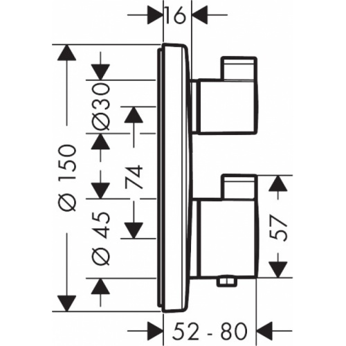 Set de finition ECOSTAT S pour mitigeur thermostatique encastré avec robinet d'arrêt et inverseur 15758700 Schéma Set de finition ECOSTAT S pour mitigeur thermostatique encastré avec robinet d'arrêt et inverseur 15758700 Schéma