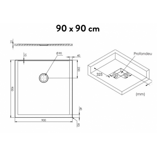 Receveur de douche VOLANO Vert Eucalyptus 90x90cm VOLCANO 90x90