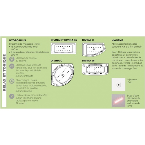 Baignoire balnéo DIVINA 160x70cm - RELAX & TONIQUE - Blanc brillant - Sans tablier RELAX ET TONIQUE Baignoire balnéo DIVINA 160x70cm - RELAX & TONIQUE - Blanc brillant - Sans tablier RELAX ET TONIQUE