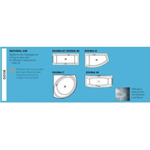 Baignoire balnéo DIVINA 160x70cm - SOIN - Blanc brillant - Sans tablier SOIN Baignoire balnéo DIVINA 160x70cm - SOIN - Blanc brillant - Sans tablier SOIN
