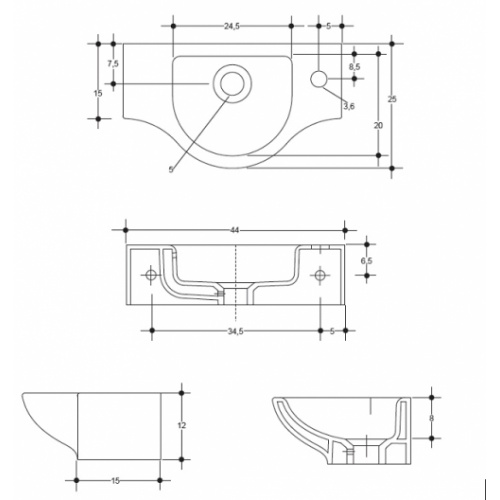 Lave-mains suspendu Peta - WPE4409 COTES PETA WPE4409