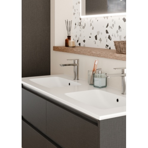 Meuble double vasque JUPITER 3.0 Tissé Gris 120cm avec Miroir REFLET Jupiter-120-tissé gris foncé-ambiance_2 Meuble double vasque JUPITER 3.0 Tissé Gris 120cm avec Miroir REFLET Jupiter-120-tissé gris foncé-ambiance_2