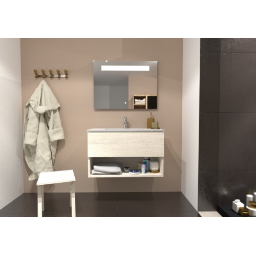 Meuble simple vasque DROSERA 80cm Chêne Blanc - Sans Miroir DROSERA-80-chene blanc_1 Meuble simple vasque DROSERA 80cm Chêne Blanc - Sans Miroir DROSERA-80-chene blanc_1