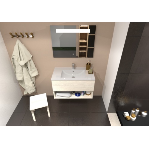 Meuble simple vasque DROSERA 80cm Chêne Blanc - Sans Miroir DROSERA-80-chene blanc_2 Meuble simple vasque DROSERA 80cm Chêne Blanc - Sans Miroir DROSERA-80-chene blanc_2