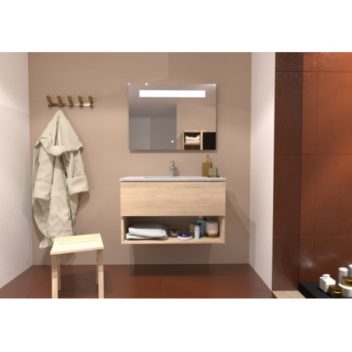 Meuble simple vasque DROSERA 80cm Chêne Clair - Sans Miroir DROSERA-80-chene clair_1 Meuble simple vasque DROSERA 80cm Chêne Clair - Sans Miroir DROSERA-80-chene clair_1