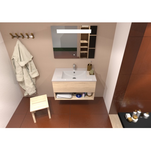 Meuble simple vasque DROSERA 80cm Chêne Clair - Sans Miroir DROSERA-80-chene clair_3 Meuble simple vasque DROSERA 80cm Chêne Clair - Sans Miroir DROSERA-80-chene clair_3