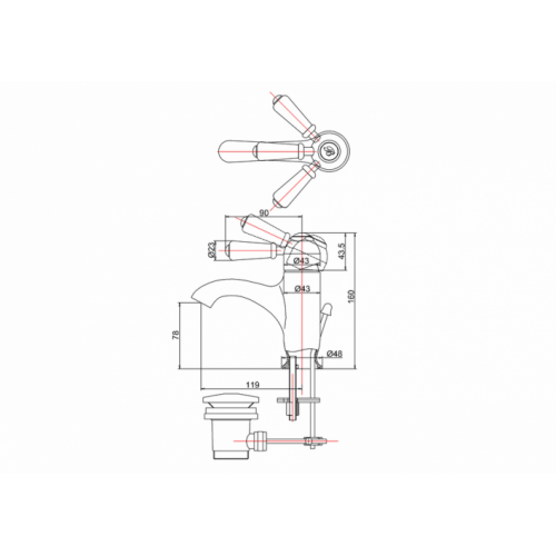 Mitigeur CHELSEA incurvé avec vidage tirette - Blanc CH22_LD Mitigeur CHELSEA incurvé avec vidage tirette - Blanc CH22_LD