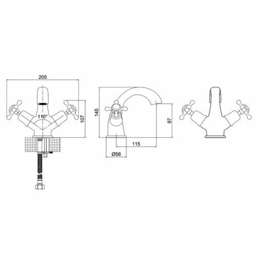 Mélangeur lavabo CLAREMONT sans vidage Chromé/Blanc CL45-QT Mélangeur lavabo CLAREMONT sans vidage Chromé/Blanc CL45-QT