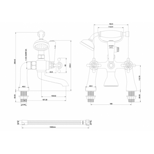 Mélangeur Bain-Douche STAFFORD Chromé STA14-QT Schéma Mélangeur Bain-Douche STAFFORD Chromé STA14-QT Schéma