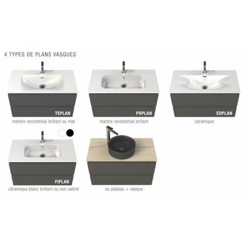 Meuble de salle de bain STRIATO Chêne Strié Cuivre Plan STRIATO Meuble de salle de bain STRIATO Chêne Strié Cuivre Plan STRIATO