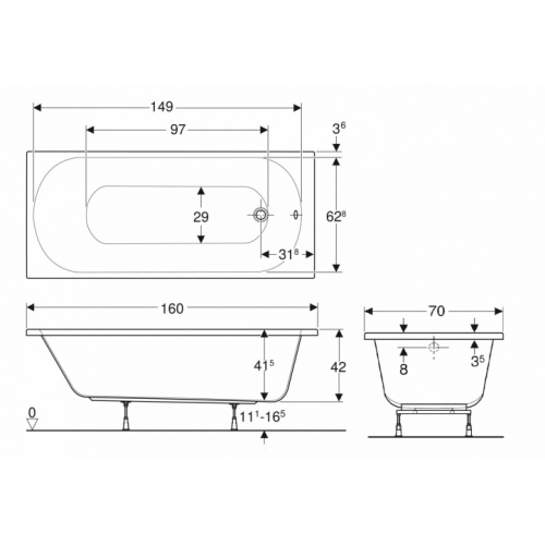 Baignoire rectangulaire BASTIA Blanc brillant 160x70 BASTIA 160x70 Baignoire rectangulaire BASTIA Blanc brillant 160x70 BASTIA 160x70