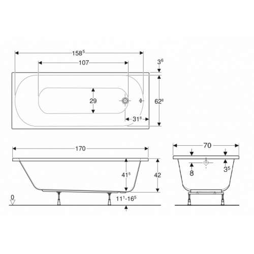 Baignoire rectangulaire BASTIA Blanc brillant 170x70 BASTIA 170x70 Baignoire rectangulaire BASTIA Blanc brillant 170x70 BASTIA 170x70