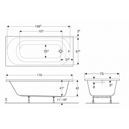 Baignoire rectangulaire BASTIA Blanc brillant 170x75 BASTIA 170x75 Baignoire rectangulaire BASTIA Blanc brillant 170x75 BASTIA 170x75