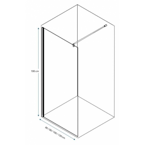 Paroi de douche WALK IN BLACK 120cm Walk In Schéma Paroi de douche WALK IN BLACK 120cm Walk In Schéma