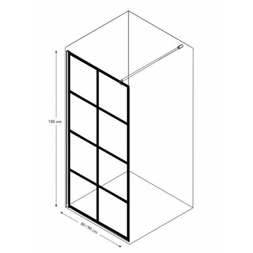 Paroi de douche LOFT BLACK 90cm LOFT BLACK Schéma 80-90 Paroi de douche LOFT BLACK 90cm LOFT BLACK Schéma 80-90