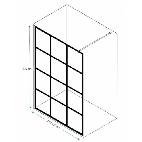 Paroi de douche LOFT BLACK 100cm LOFT BLACK Schéma 100-120 Paroi de douche LOFT BLACK 100cm LOFT BLACK Schéma 100-120