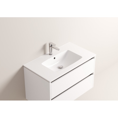 Meuble vasque JUPITER 3.0 Blanc Brillant 80 cm avec Miroir REFLET Jupiter 80 - Vasque LAVA - Blanc