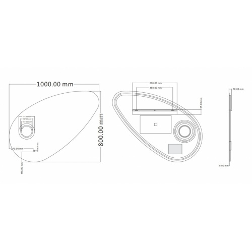 Miroir LED GALET ONE 100cm Schéma Galet One Miroir LED GALET ONE 100cm Schéma Galet One