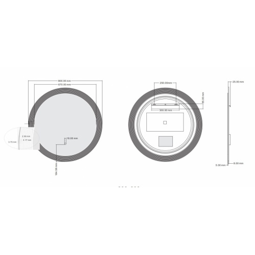 Meuble vasque LUNA Bois Clair 80cm avec miroir rond Perle PERLE Schéma Meuble vasque LUNA Bois Clair 80cm avec miroir rond Perle PERLE Schéma