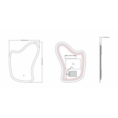 Meuble NEPTUNE Bois Clair 60 cm - Miroir Organic ORGANIC Schéma