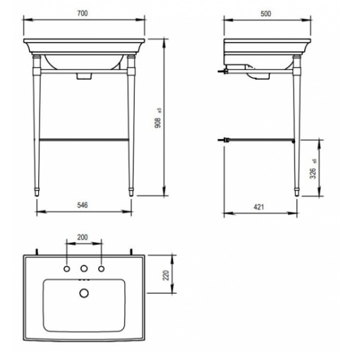 Piètement métallique pour lavabo ASCOTT Chromé 68205-68211-E2 Schéma Piètement métallique pour lavabo ASCOTT Chromé 68205-68211-E2 Schéma