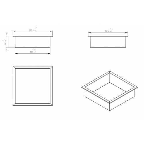 Niche murale de douche, étagère encastrable douche acier Inox Brossé - 30x30cm NS-1212 Schéma Niche murale de douche, étagère encastrable douche acier Inox Brossé - 30x30cm NS-1212 Schéma